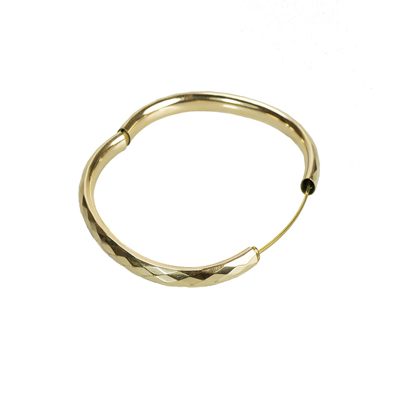 Stackable Vintage Faceted Gold Filled Bangle Bracelet - Gem Set Love