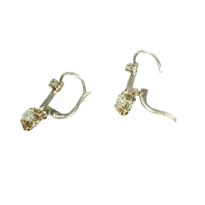 Antique Cushion Cut Diamond Drop Earrings French Circa 1915 - Gem Set Love