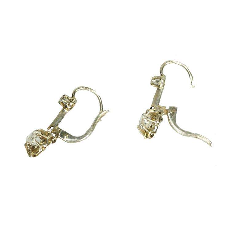 Antique Cushion Cut Diamond Drop Earrings French Circa 1915 - Gem Set Love