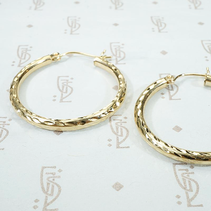 Vintage Gold Hoops with Glittering Facets
