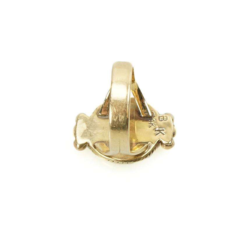 Deep Green Turquoise set Gold Ring from the 1970's