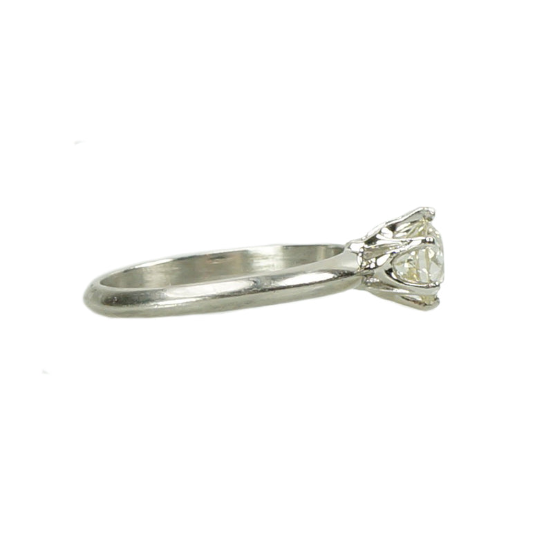Classicly Beautiful Vintage Platinum Engagement Ring - Gem Set Love
