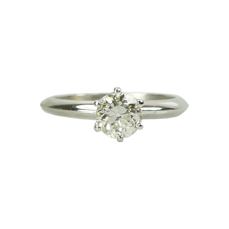 Classicly Beautiful Vintage Platinum Engagement Ring - Gem Set Love