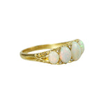 Lustrous Antique Opal and Rose Cut Diamond Ring - Gem Set Love