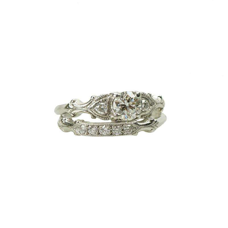 Vintage Platinum and Diamond Wedding Set