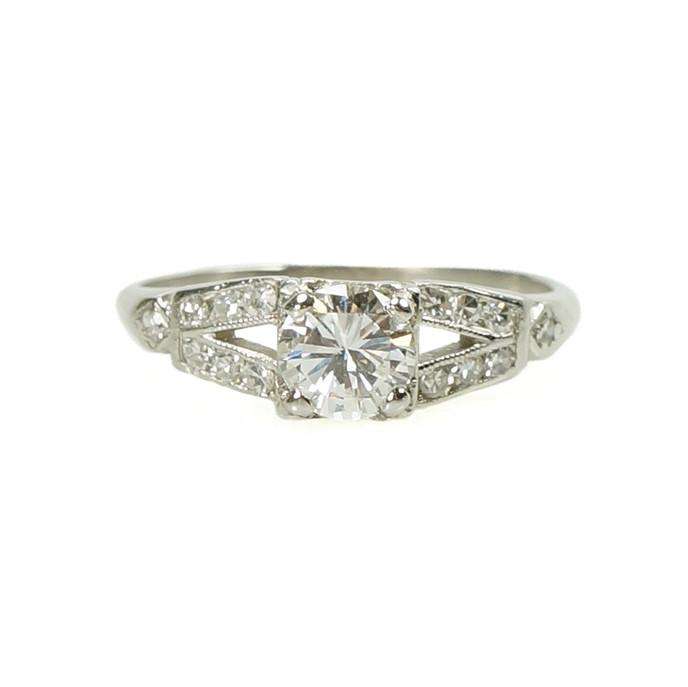 Unique Vintage Platinum and Diamond Engagement Ring