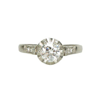 Vintage Platinum Tulip set Diamond Engagement Ring