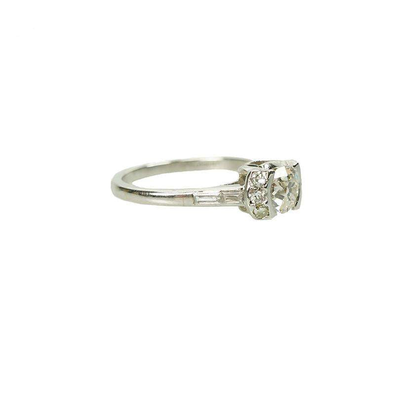 Unique Vintage Platinum and Diamond Engagement Ring