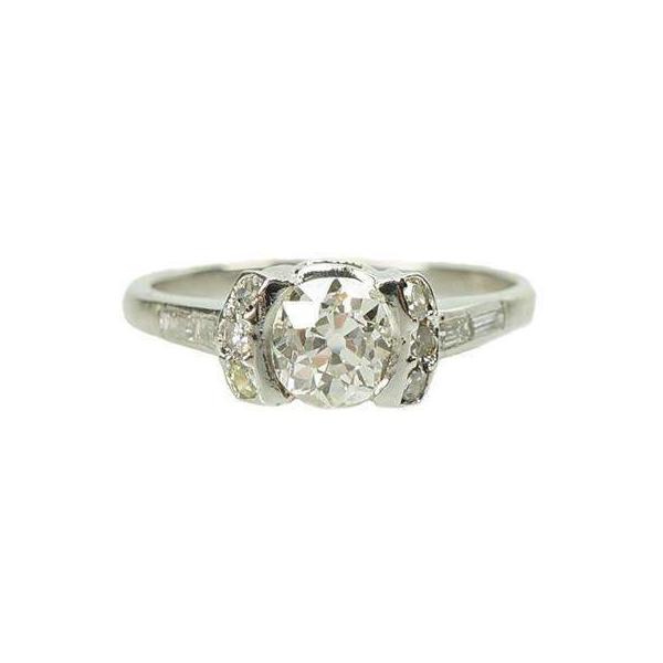Unique Vintage Platinum and Diamond Engagement Ring