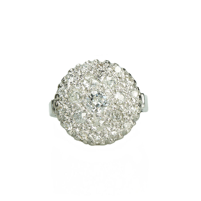 Pavé set old euro diamond and platinum ring