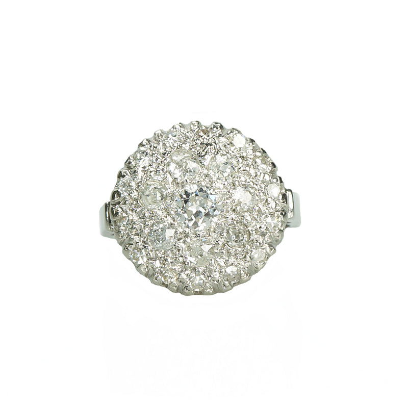 Pavé set old euro diamond and platinum ring