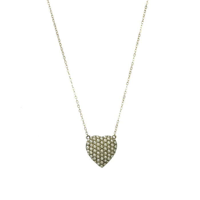 Silver and pearl heart pendant