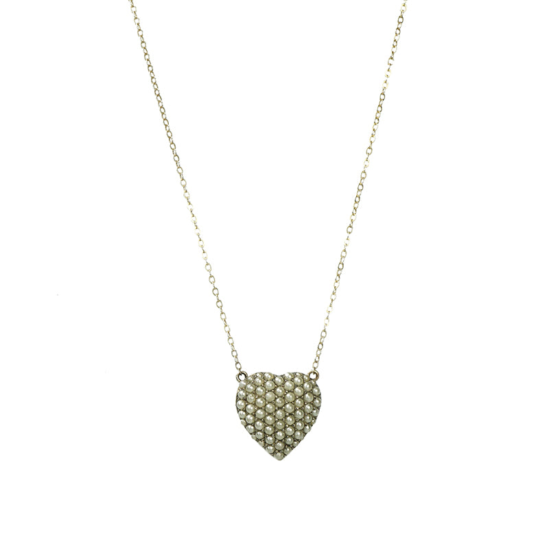 Silver and pearl heart pendant
