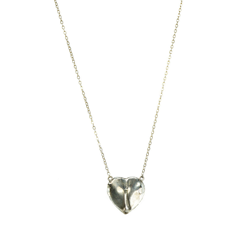 Back View of Silver Heart Pendant with Chatelaine hook.