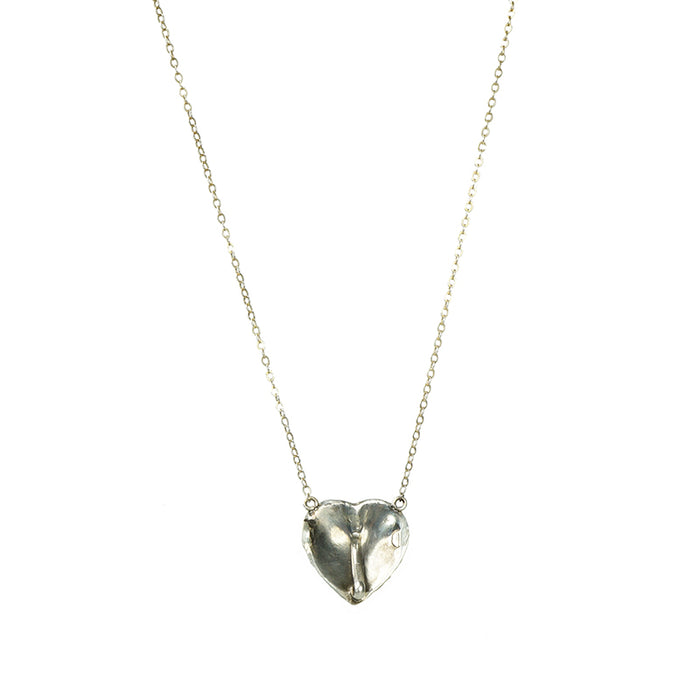 Back View of Silver Heart Pendant with Chatelaine hook.