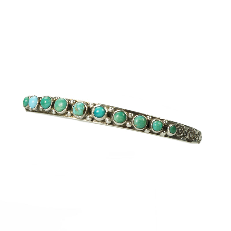 Coin Silver Turquoise Cuff Bracelet - Gem Set Love
