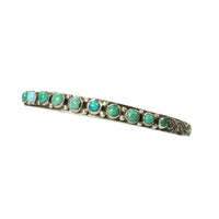 Coin Silver Turquoise Cuff Bracelet - Gem Set Love