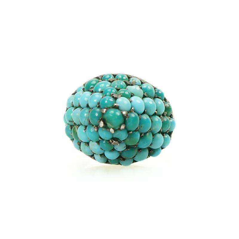 Vintage Pavé Turquoise Dome Ring