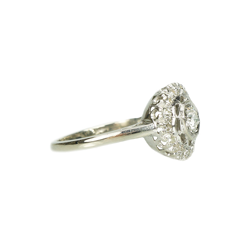 Uniquely Beautiful Vintage Diamond Halo Ring - Gem Set Love