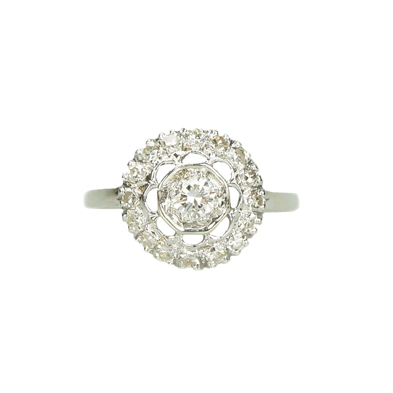 Uniquely Beautiful Vintage Diamond Halo Ring - Gem Set Love