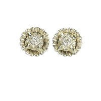 White Gold Fancy Vintage Diamond Stud Earrings - Gem Set Love