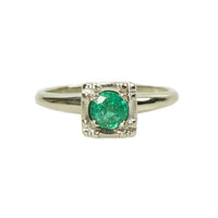 Vintage White Gold Emerald Engagement Ring
