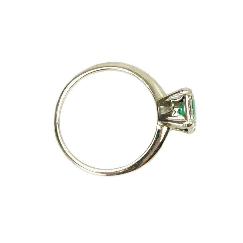 Vintage White Gold Emerald Engagement Ring