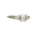 Sweet Classic White Gold 1940's Engagement Ring - Gem Set Love