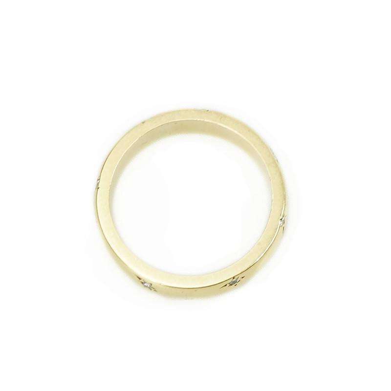 Heavy Vintage Gold Wedding Band with Star set Diamonds