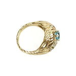 Vintage Naturalistic Diamond and a Sparkling Natural Blue Zircon Ring