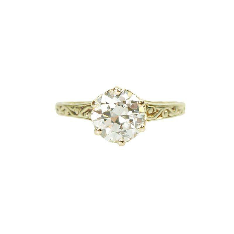 Gorgeous Vintage Yellow Gold Filigree Diamond Solitaire