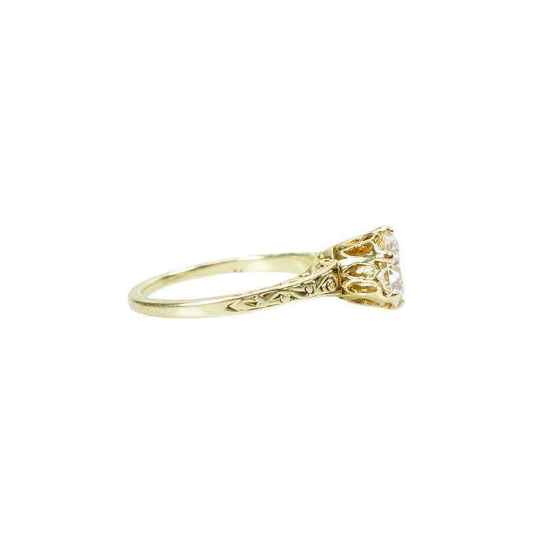 Gorgeous Vintage Yellow Gold Filigree Diamond Solitaire