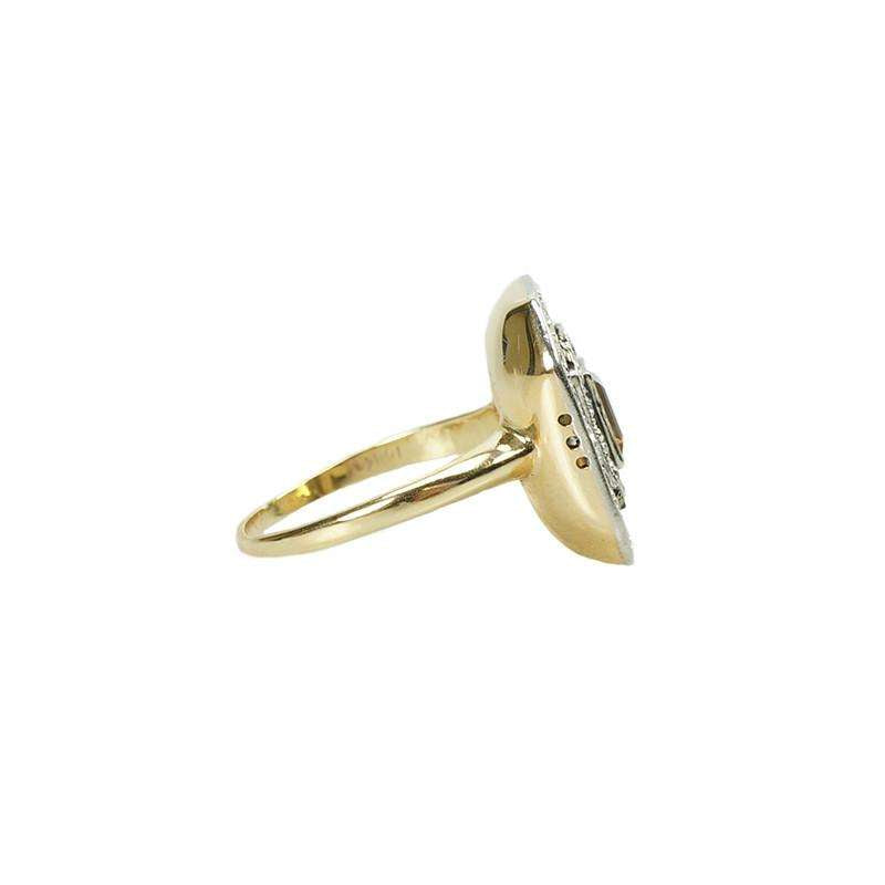 Vintage Art Deco Yellow Sapphire and Diamond Ring