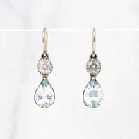 Antique Aquamarine and Diamond Earrings by GSL
