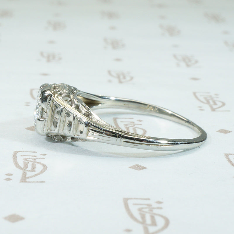 Art Deco White Gold Diamond Engagement Ring