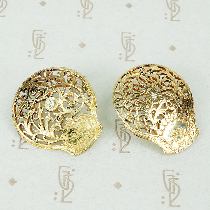 Diamond Set 18th Century Watch Cock Earrings