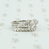 1940's white gold diamond wedding set