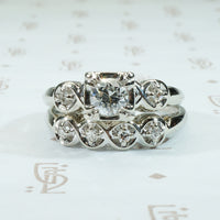 pretty 1950's vintage wedding set with oec center doamond and matching band