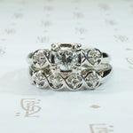 pretty 1950's vintage wedding set with oec center doamond and matching band