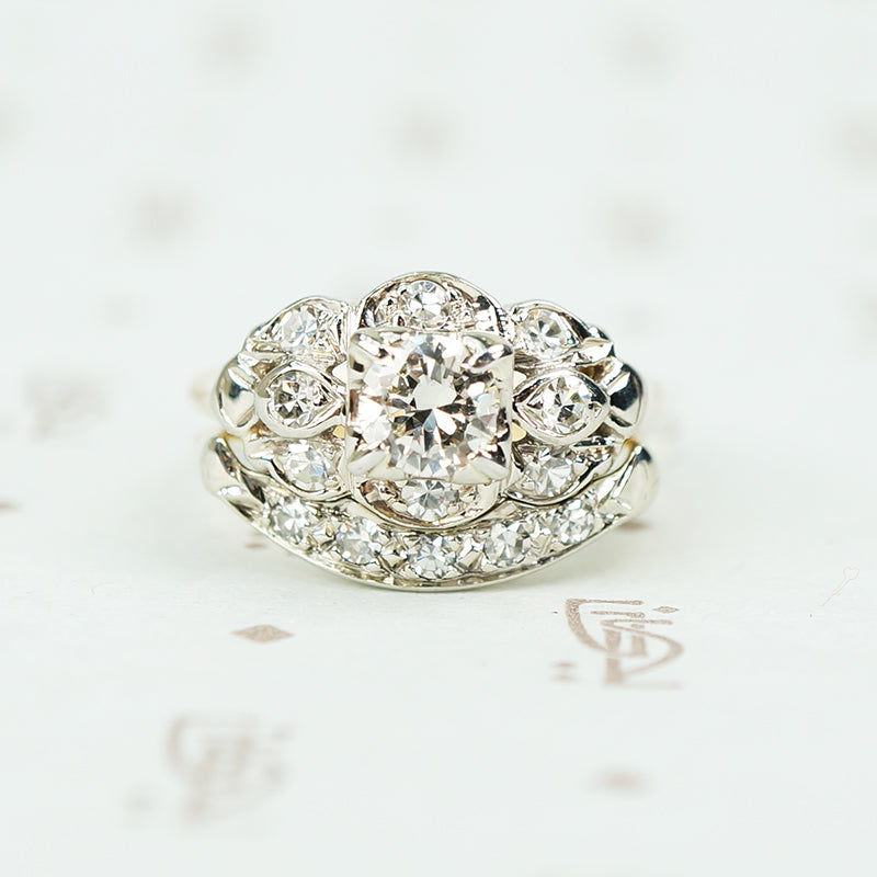 beautiful 2 tone white and yellow gold wedding set