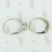 1940's white gold diamond wedding set side view