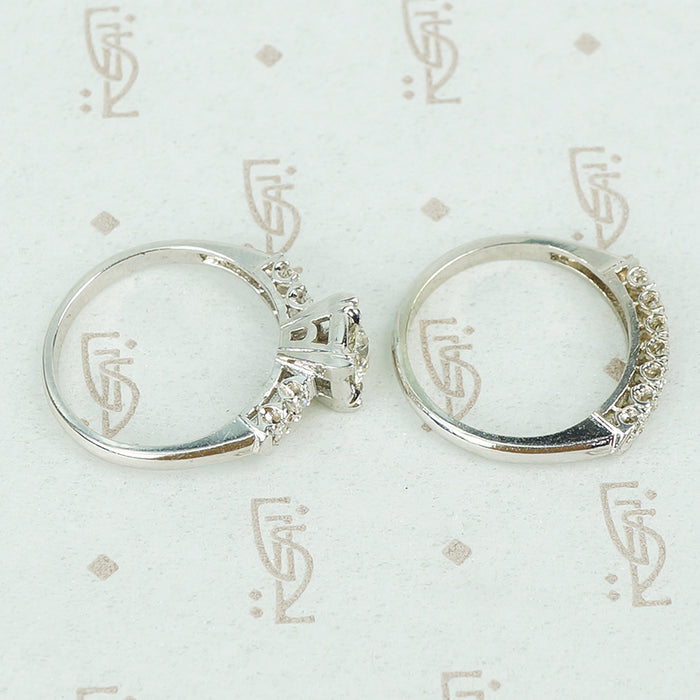 1940's white gold diamond wedding set side view
