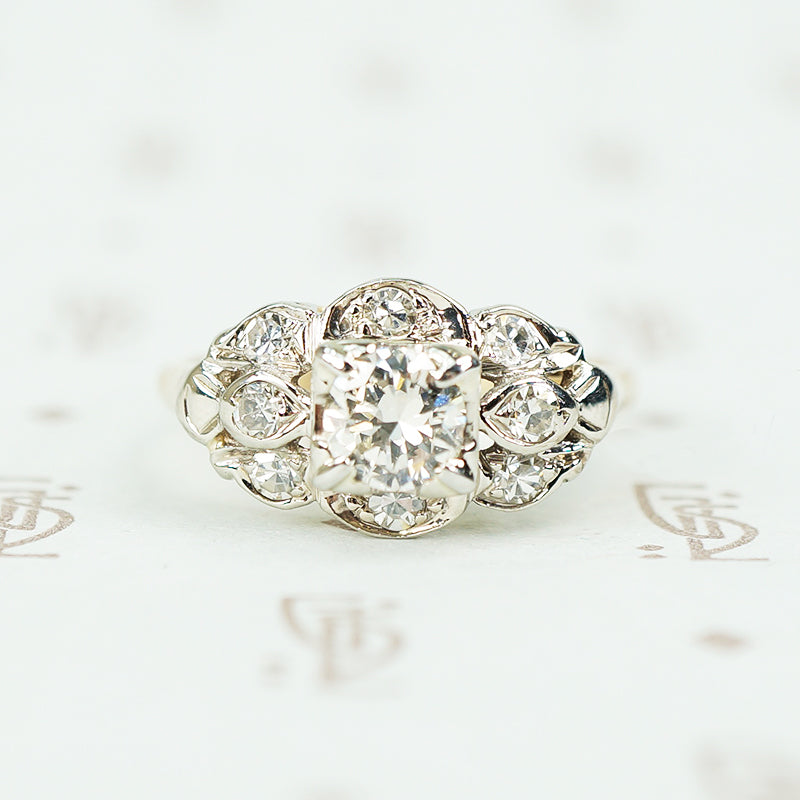 Gorgeous Curvy 1930's Diamond Wedding Set