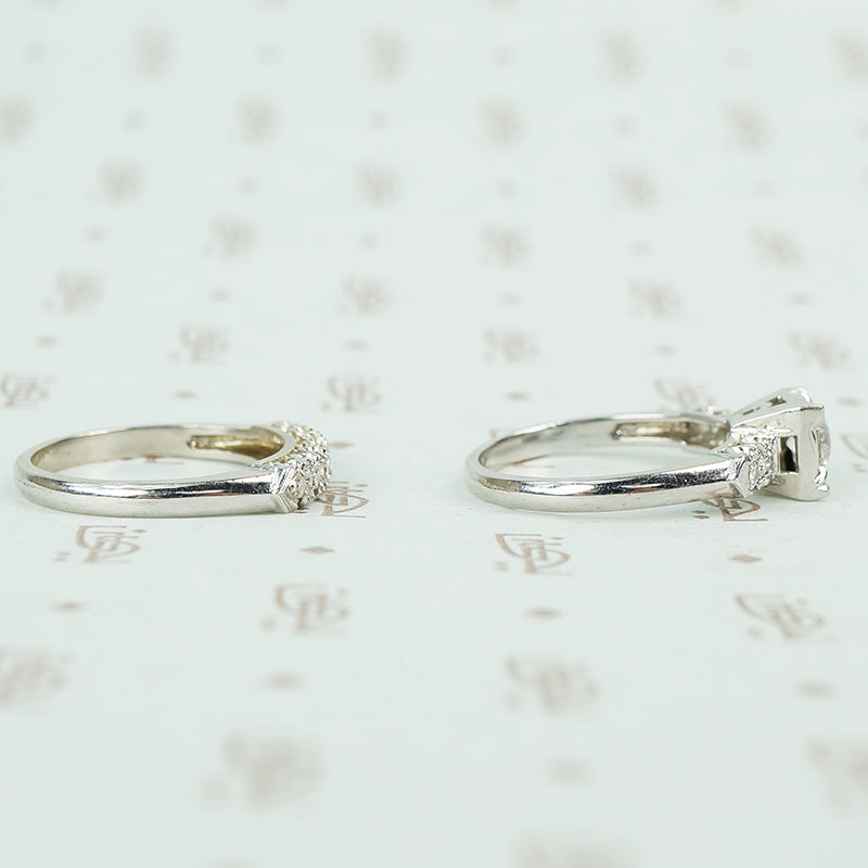 1940's white gold diamond wedding set sides
