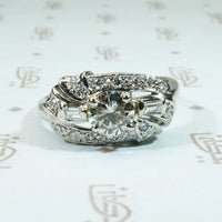Asymmetrical Beauty Vintage White Gold Wedding Set