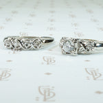Lovely Vintage 1950's White Gold Wedding Set