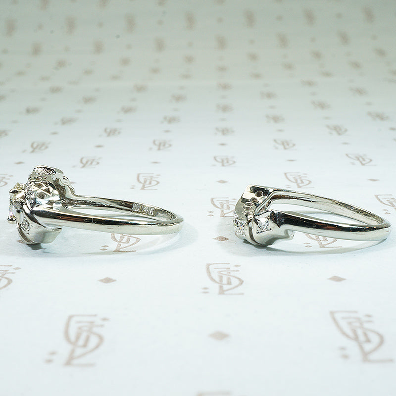Asymmetrical Beauty Vintage White Gold Wedding Set