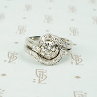 swirly white gold wedding set