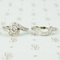 Swirly White Gold Nested Wedding Set
