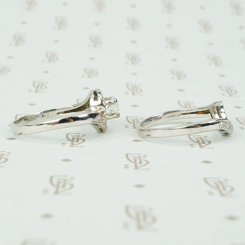 Swirly White Gold Nested Wedding Set